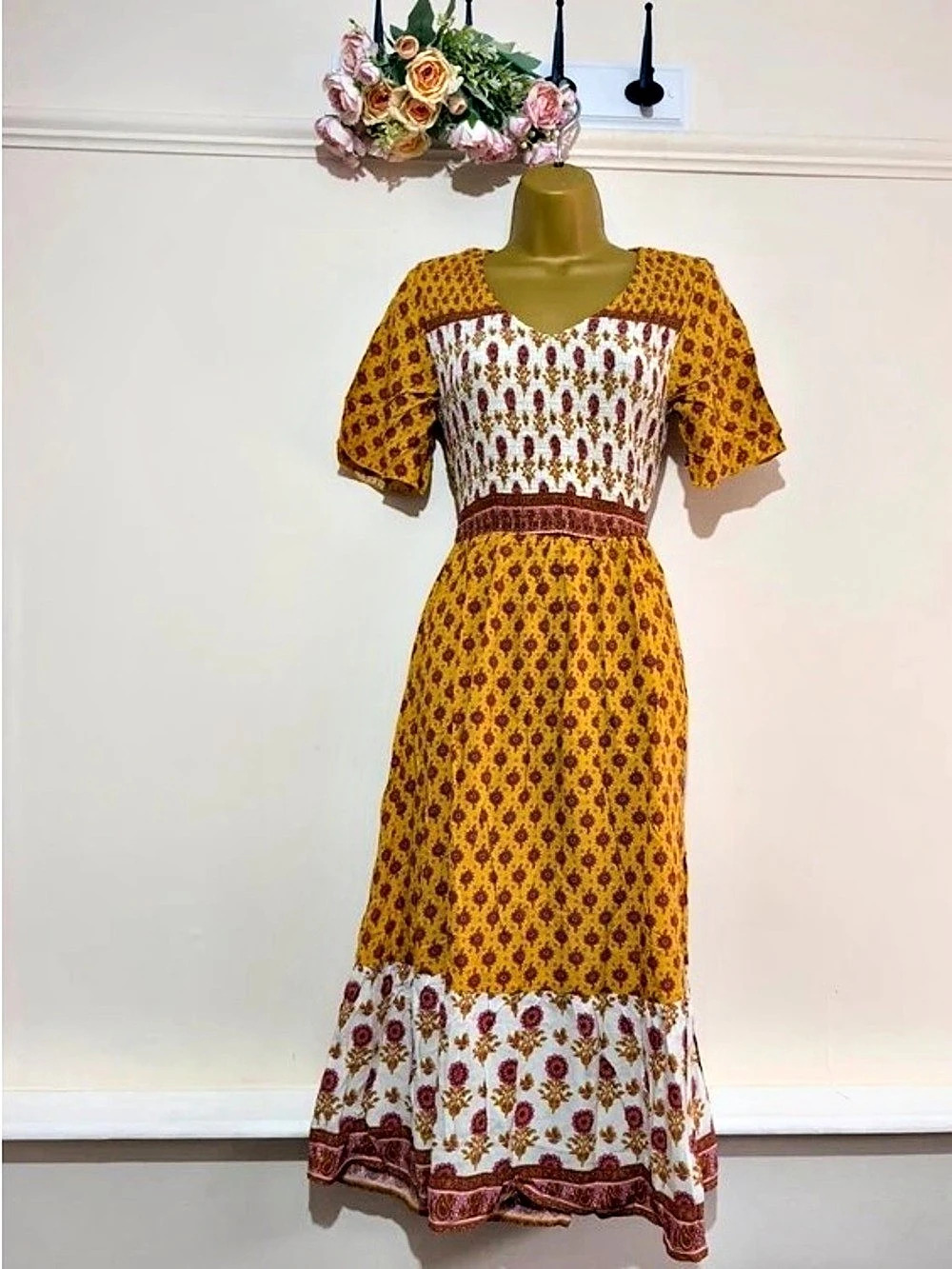 Floral Maxi Dress in Yellow & White
